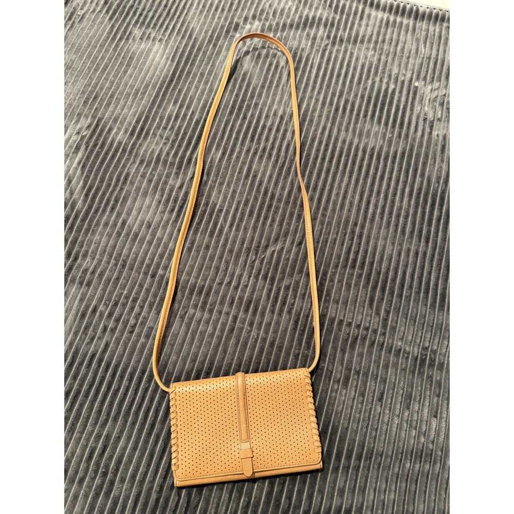 Fossil Women’s Small Crossbody Purse Tan Leather Button Closure
